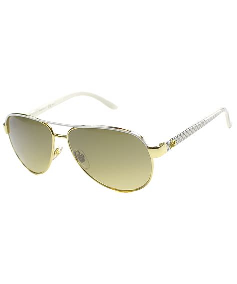 gucci pilot metal sunglasses in gold ivory glitter modesens