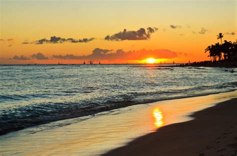 Tropical Beach Sunset Romantic Getaway Hawaii Stock Photo Image Of
