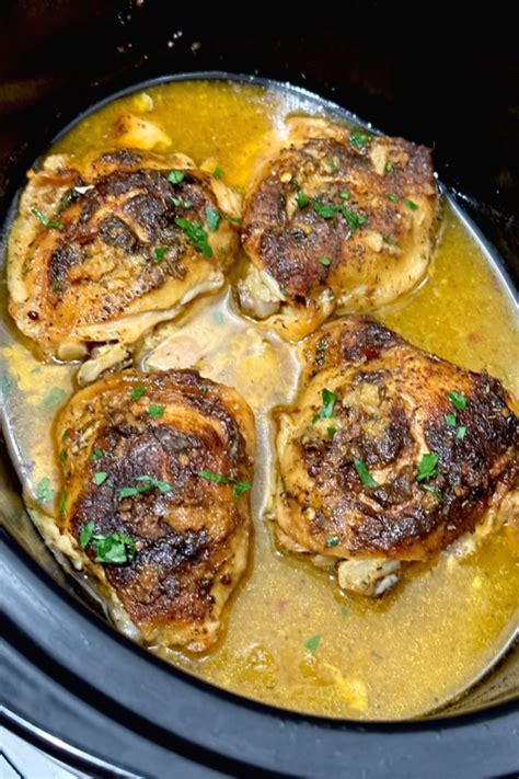 Crock Pot Lemon Garlic Chicken Thighs A Cheap Low Carb Meal