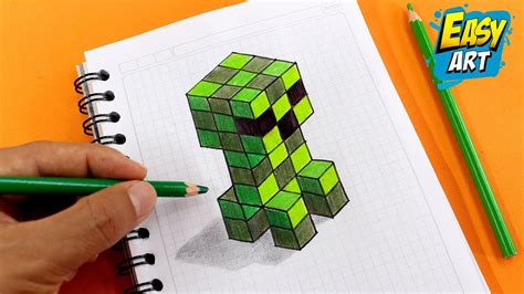 Dibujos 3d Dibujar Creeper De Minecraft 3d How To Draw Creeper For