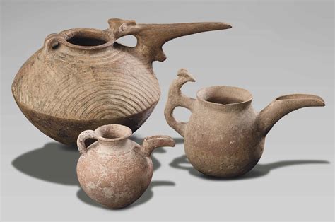 Three Iranian Pottery Spouted Vessels Circa Early To Mid 1st