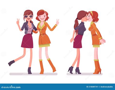 Female Close Friends Greeting Stock Vector Illustration Of Invitation