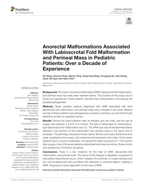 Pdf Anorectal Malformations Associated With Labioscrotal Fold