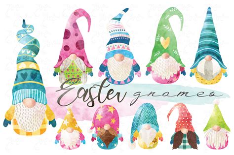 Watercolor Easter Gnomes Collections By Yenzarthaut Thehungryjpeg