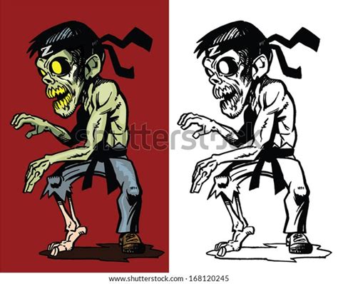 Cartoon Karate Zombie Partially Rotten Cheerful Stock Vector Royalty Free 168120245 Shutterstock