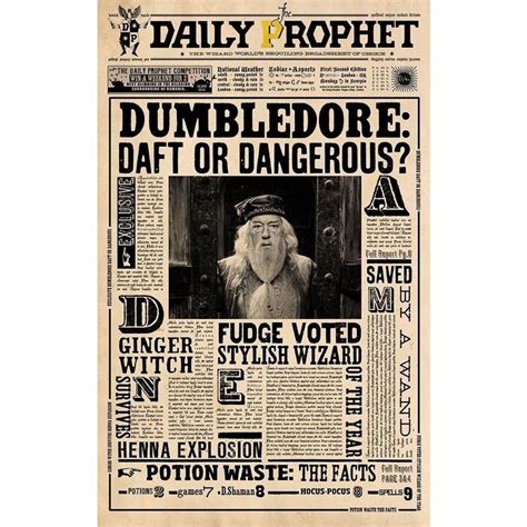 Poster Harry Potter Retro Profeta Diário Poster Daily Prophet Quadro Harry Potter Hogwarts