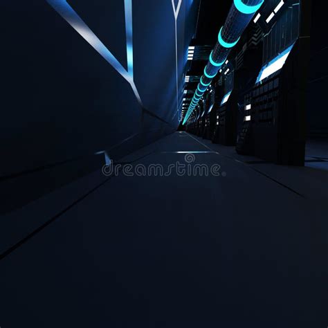 Futuristic Sci Fi Tunnel Walkway With Beautiful Reflective Abstract 3d