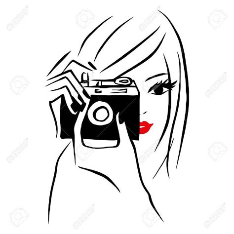 Картка 39282056 This Image Is A Vector Illustration Of A Line Art Style Girl Holding A Camera