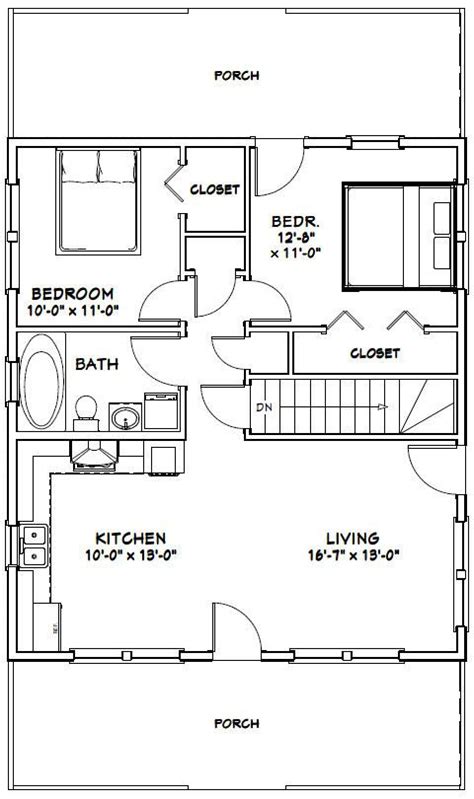 28x32 House 28X32H2K 848 Sq Ft Excellent Floor Plans Tiny