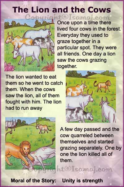 Moral Stories The Lion And The Cows Short Stories For Kids English