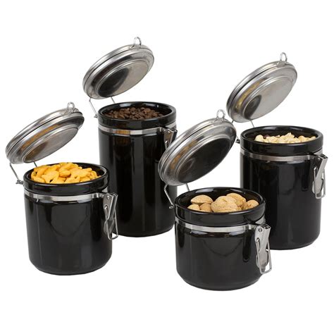 4 piece canister set with stainless steel tops food prep shop home basics shop home basics
