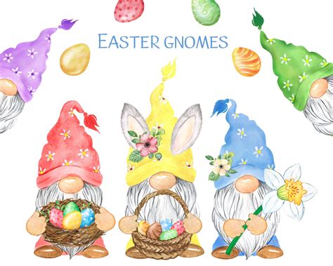 Easter Gnomes Spring Holiday Clipart Gnomes Eggs Easter Etsy