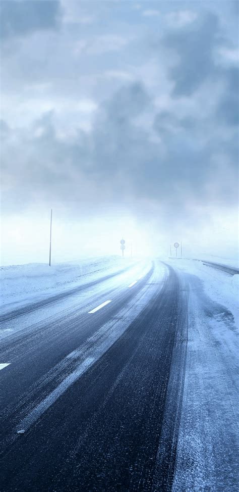 1440x2960 Road Covered With Snow Storm Winter Season 4k 5k Samsung
