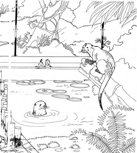 River Otter In A Zoo coloring page