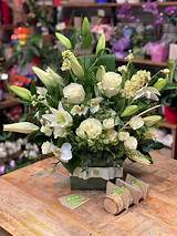 Sympathy flower arrangement with lilies in a box. Buy in Vancouver. Fresh flowers delivery from ...
