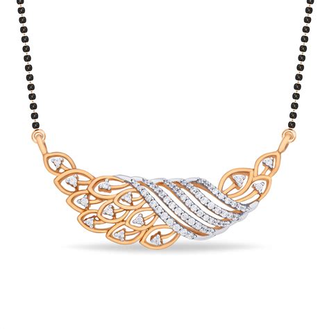Latest diamond mangalsutra designs trending in 2021. Diamond Mangalsutra Pendant, Feathery Wings Diamond Tanmaniya