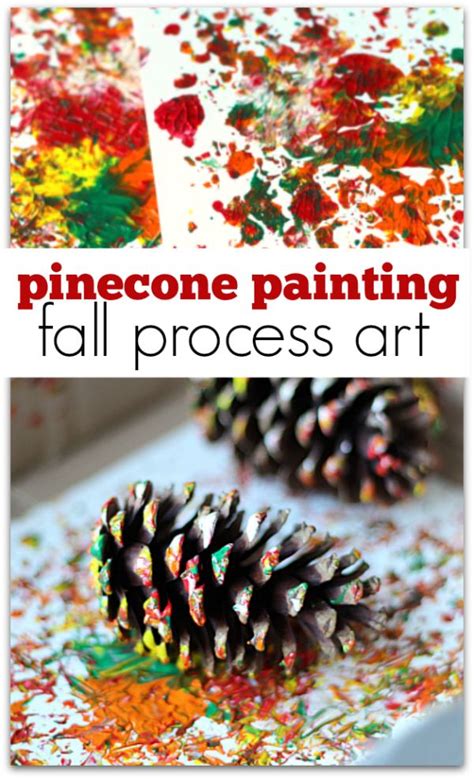 Pinecone Painting Process Art Fun Fall Crafts Fall