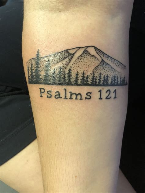 Mount Rainier Tattoo With Psalms 121 Verse Mountain Tattoo Triangle