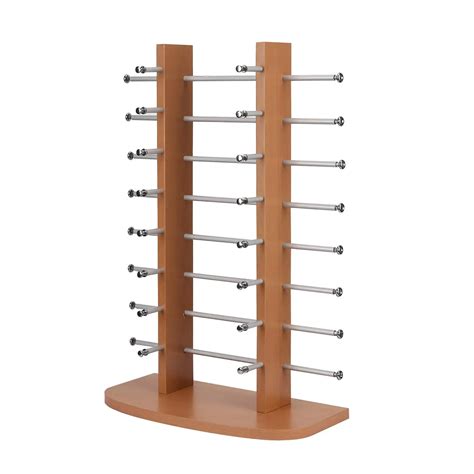 portable tabletop solid wood eyewear display rack double towers for displaying glasses frames