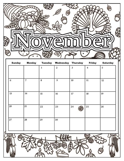 November Printable Coloring Pages