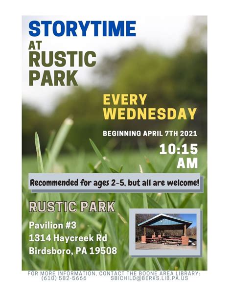Storytime At Rustic Park Berks County Public Libraries