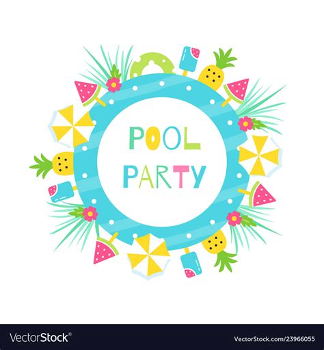Summer Pool Or Beach Tropical Theme Party Vector Image