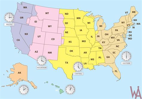 Time Zones North America Map