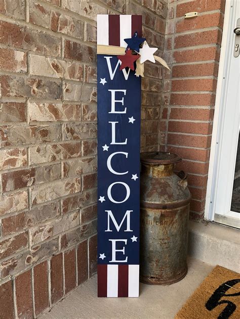 Patriotic Welcome Porch Decor Leaner Sign Shooting Stars and | Etsy in