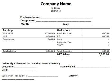 50 Salary Slip Sample Templates For Free Excel And Word Templatehub