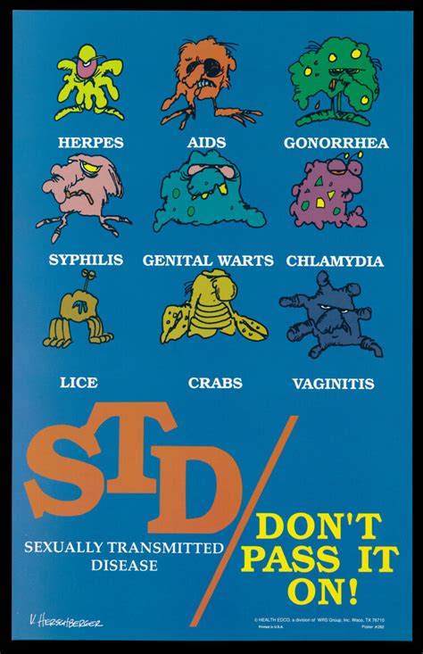 Personifications Of Sexually Transmitted Diseases With A Warning Dont Pass It On