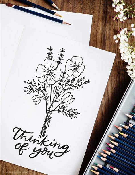 Printable Thinking Of You Cards Free Colouring Page