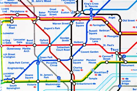 London Underground Map Close Up On Zone 1 Stock Photo Download Image