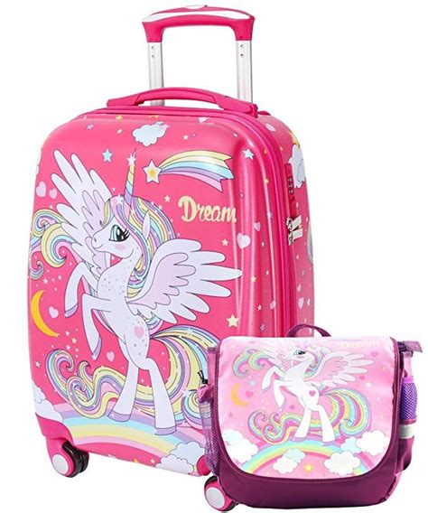 Kids Luggage Set For Girls With 4 Spinner Wheels Children Travel Carry
