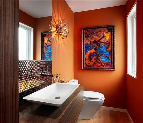 Cheerful Spunk Enliven Your Powder Room With A Splash Of Orange