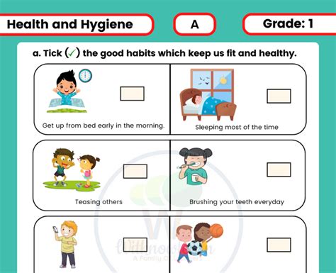 Interactive Health And Hygiene Worksheets For Class 1 Kids