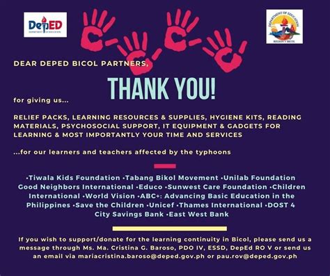 Deped Region V Bicol Thank You Deped Bicol Partners
