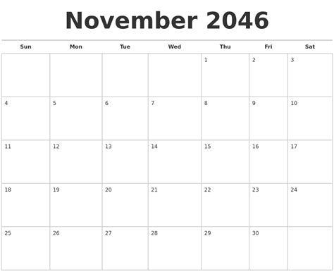 November 2046 Calendars Free