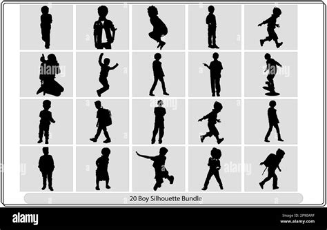 Boy Silhouette Young Boy Silhouette Vector Illustration Silhouettes