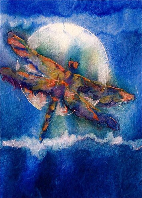 Items Similar To Dragonfly Watercolor Print Moon Painting Surrender