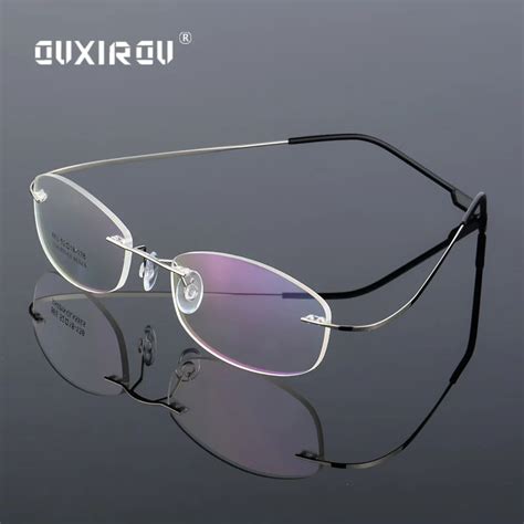 lightweight rimless glasses frame memory titanium alloy eyeglasses women men oval myopia optical