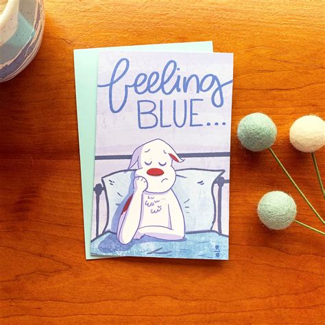 Feeling Bluedepressed Greeting Card Etsy