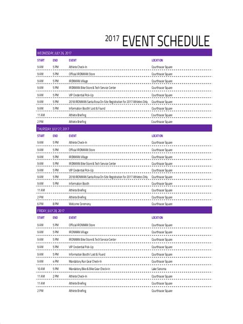Event Schedule Templates