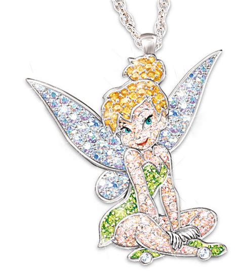 Disney Tinkerbell Crystal Pave Necklace Tinkerbell Jewelry Disney