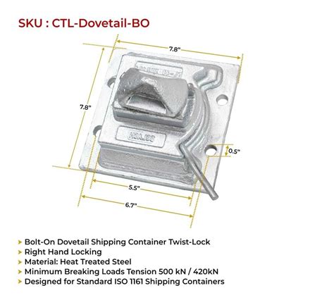 Bolt On Dovetail Shipping Container Twist Lock