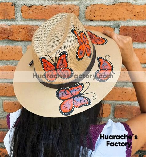 Aj00155 Lote De 3 Sombreros Pintados A Mano Para Diseño De Mariposas