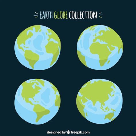 Selection Of Hand Drawn Earth Globes Vector Free Download