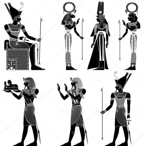 Set Of Egyptian Ancient Symbol Isolated Figure Of Ancient Egypt
