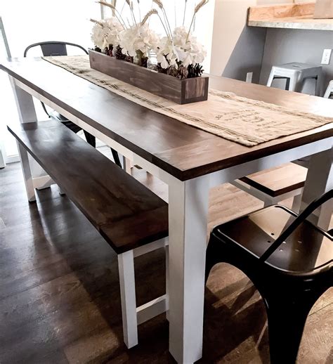 Diy Farmhouse Table Plans With Benches Woodworking Plans Etsy In 2020