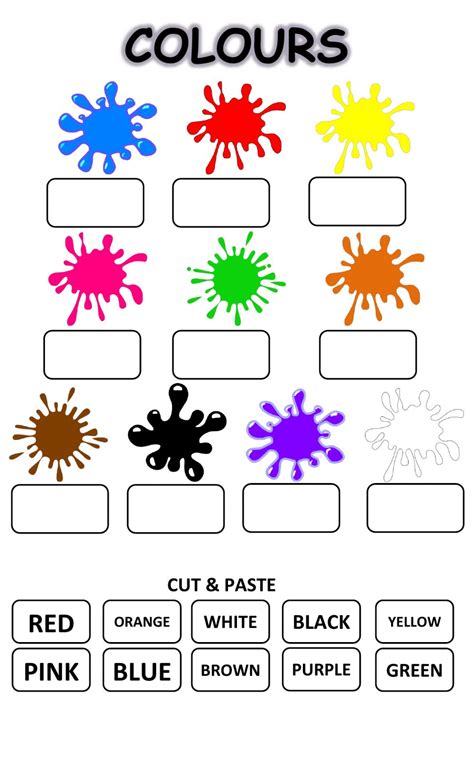 Colours Listen Cut Paste Interactive Worksheet