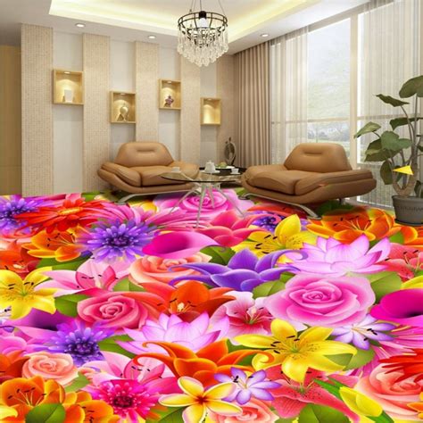 Free Shipping Custom Romantic Flower Living Room Bedroom 3d Floor